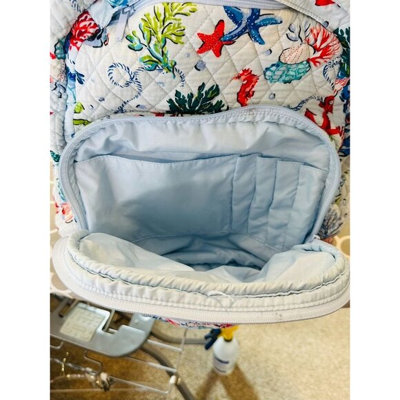 Vera Bradley Sea Life Quilted Backpack Coral Turtle Seahorse Ocean Print Bag - Picture 11 of 16